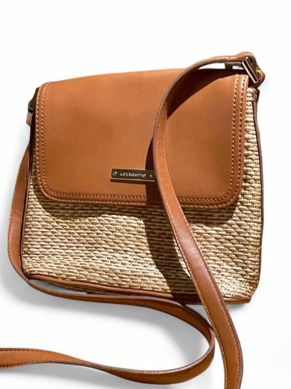 Liz Claiborne Woven Crossbody Bag in Brown & Beige Like New